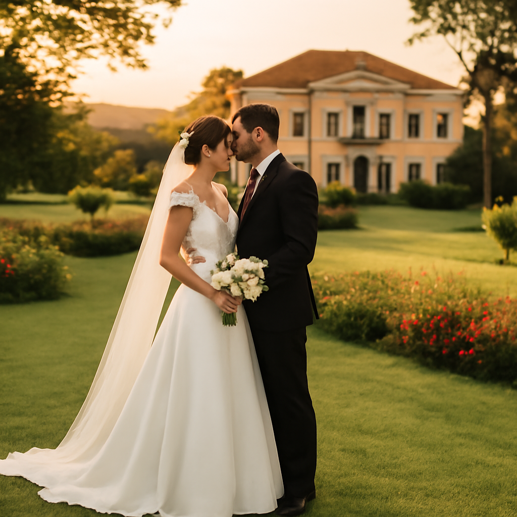 O álbum de casamento que envelhece bem: por que natureza e arquitetura clássica nunca saem de moda